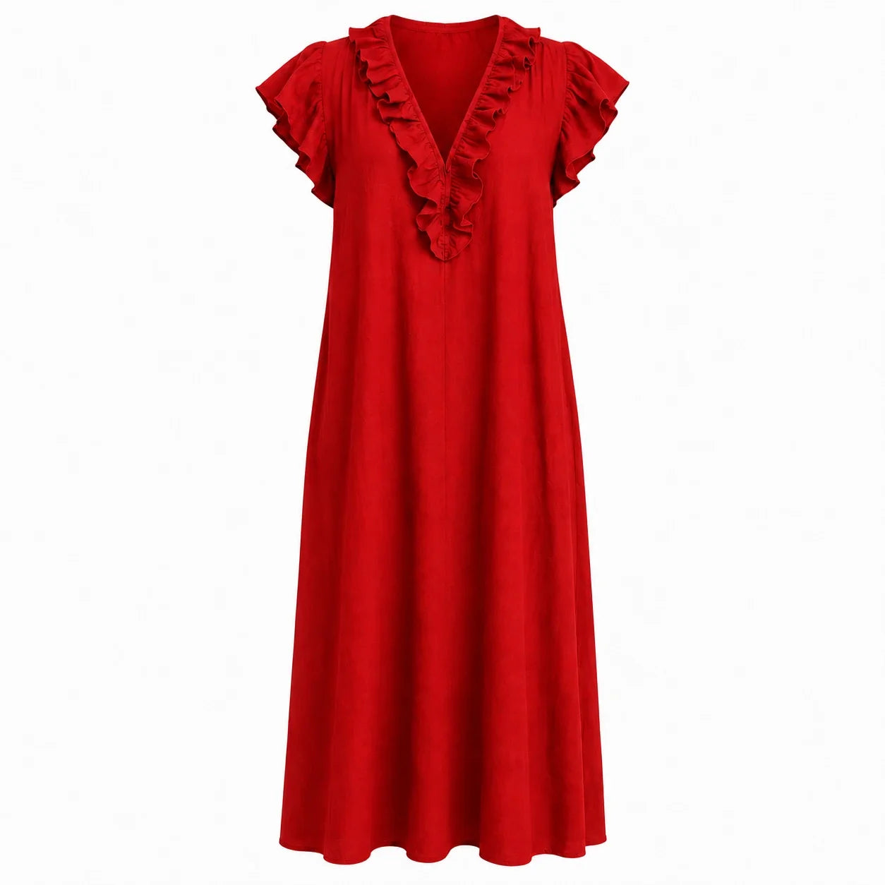 Ruffle V-Neck Maxi Dress WHD0606018