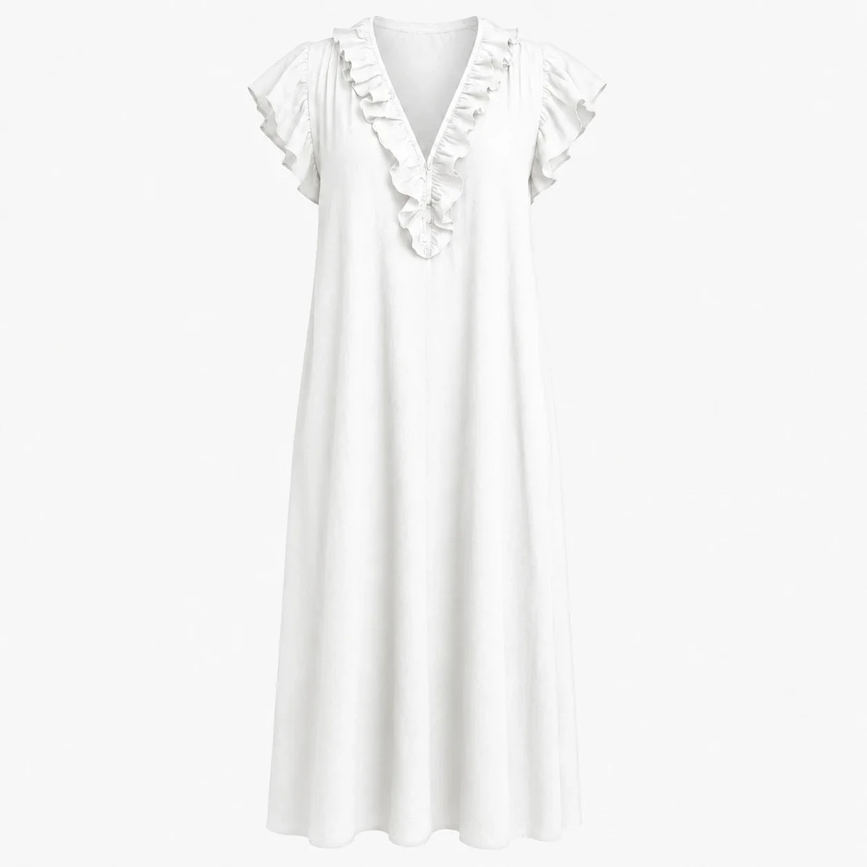 Ruffle V-Neck Maxi Dress WHD0606018