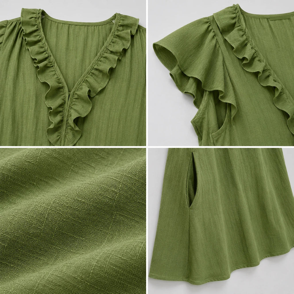 Ruffle V-Neck Maxi Dress WHD0606018