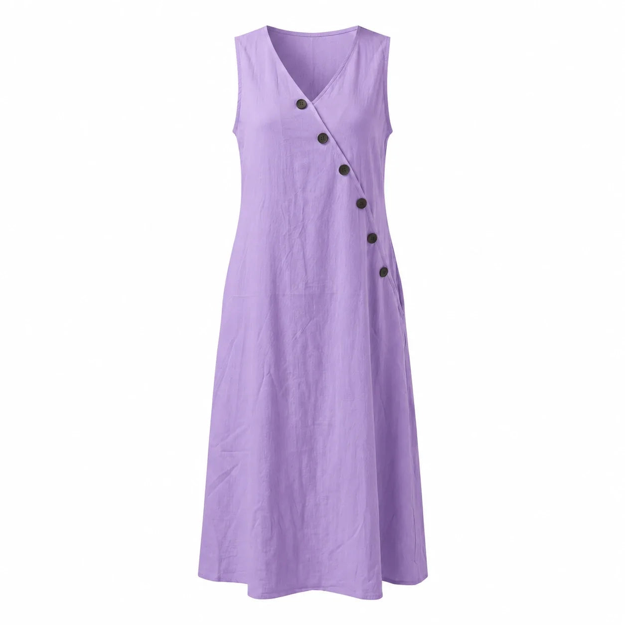 Asymmetric Button Maxi Dress WHD0606019