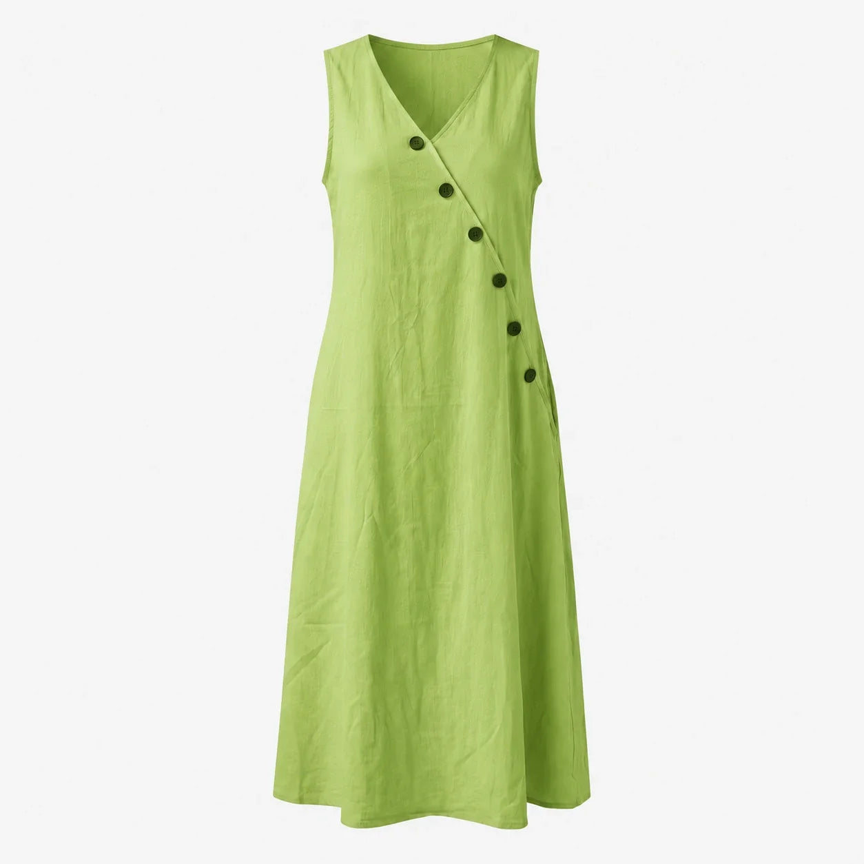 Asymmetric Button Maxi Dress WHD0606019