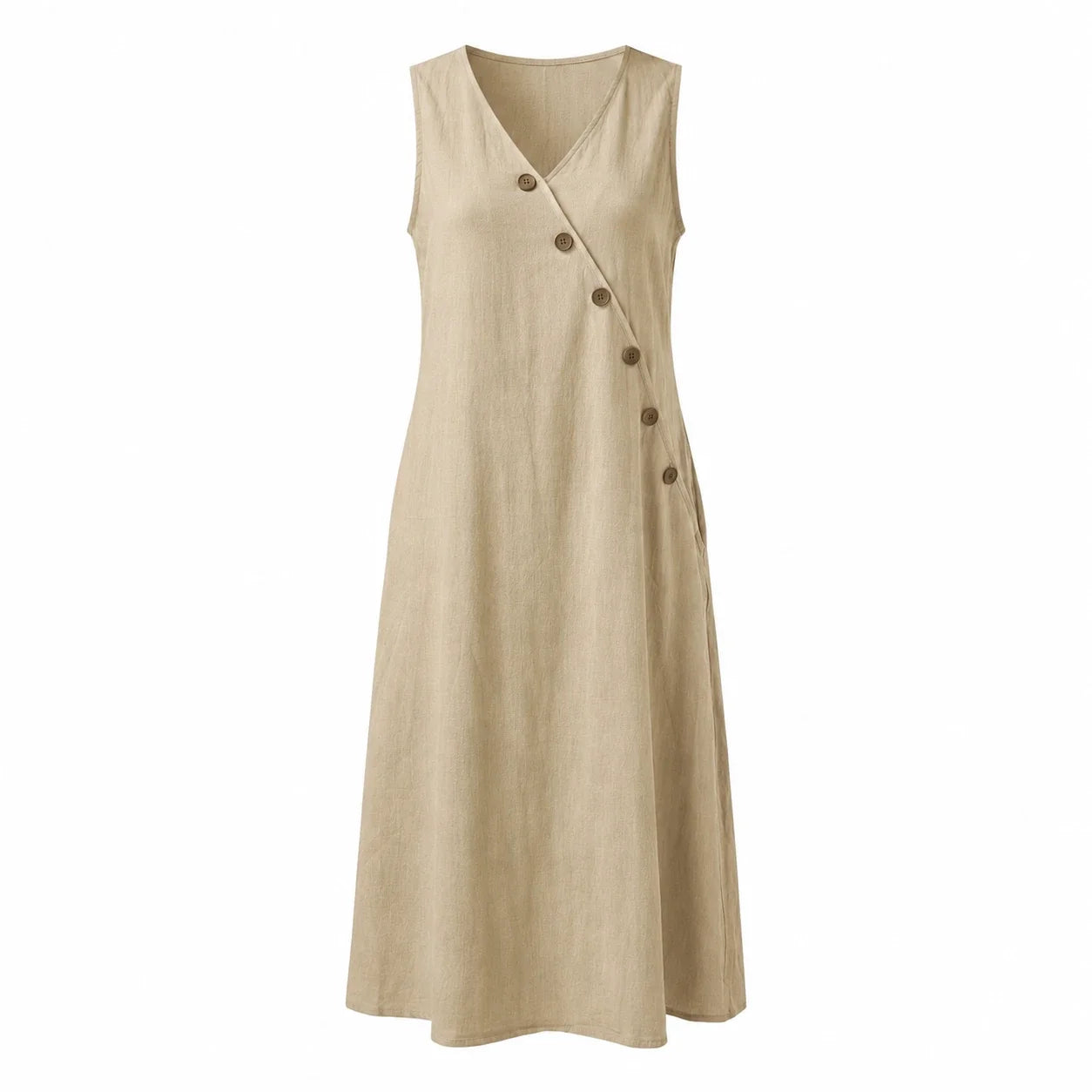 Asymmetric Button Maxi Dress WHD0606019