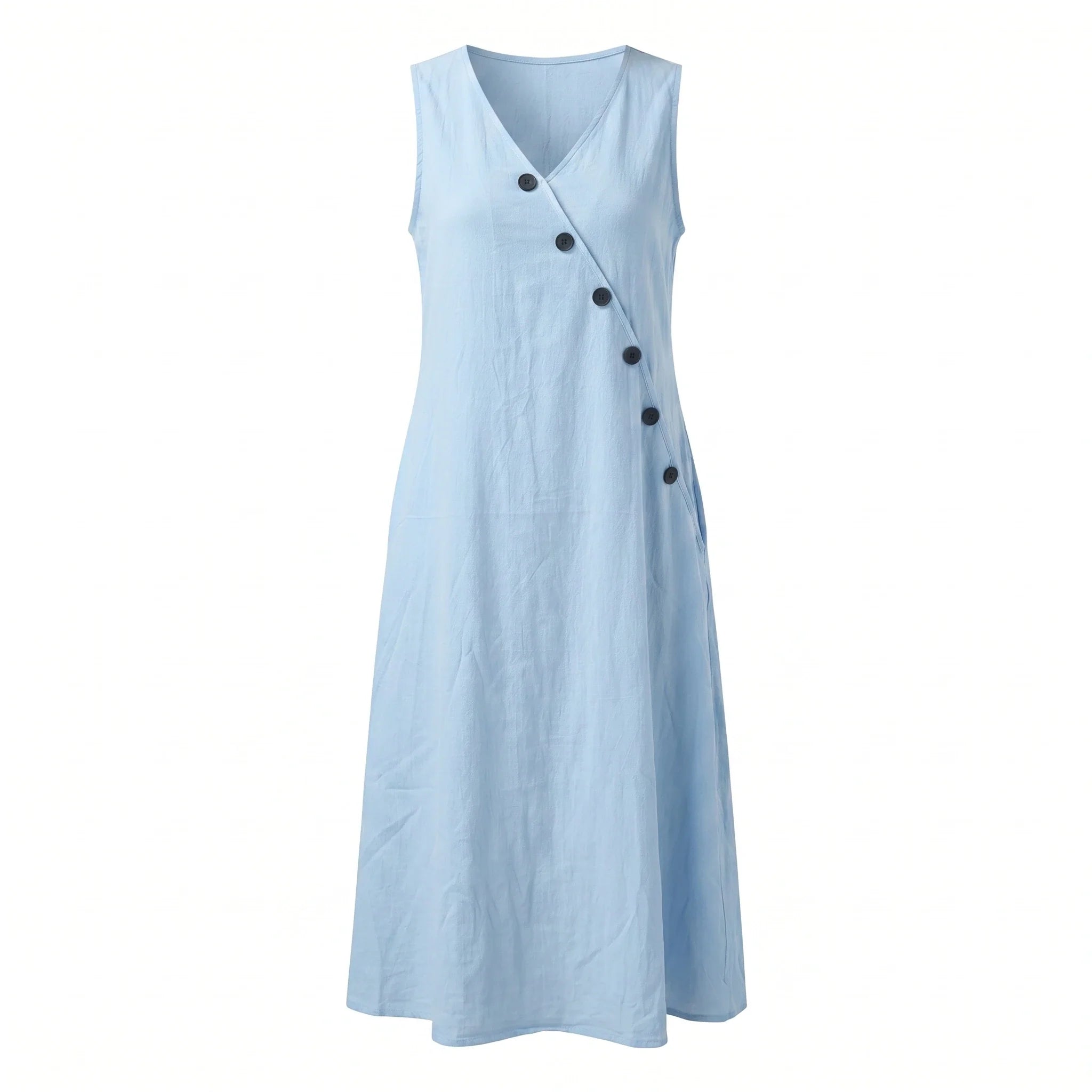 Asymmetric Button Maxi Dress WHD0606019