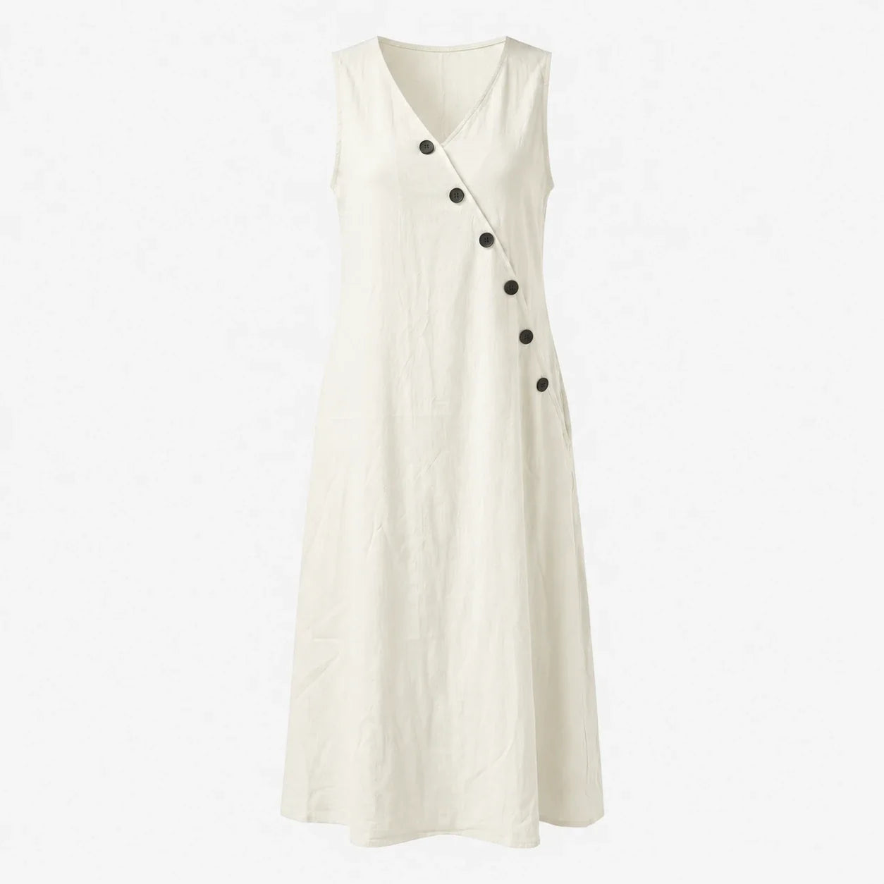 Asymmetric Button Maxi Dress WHD0606019
