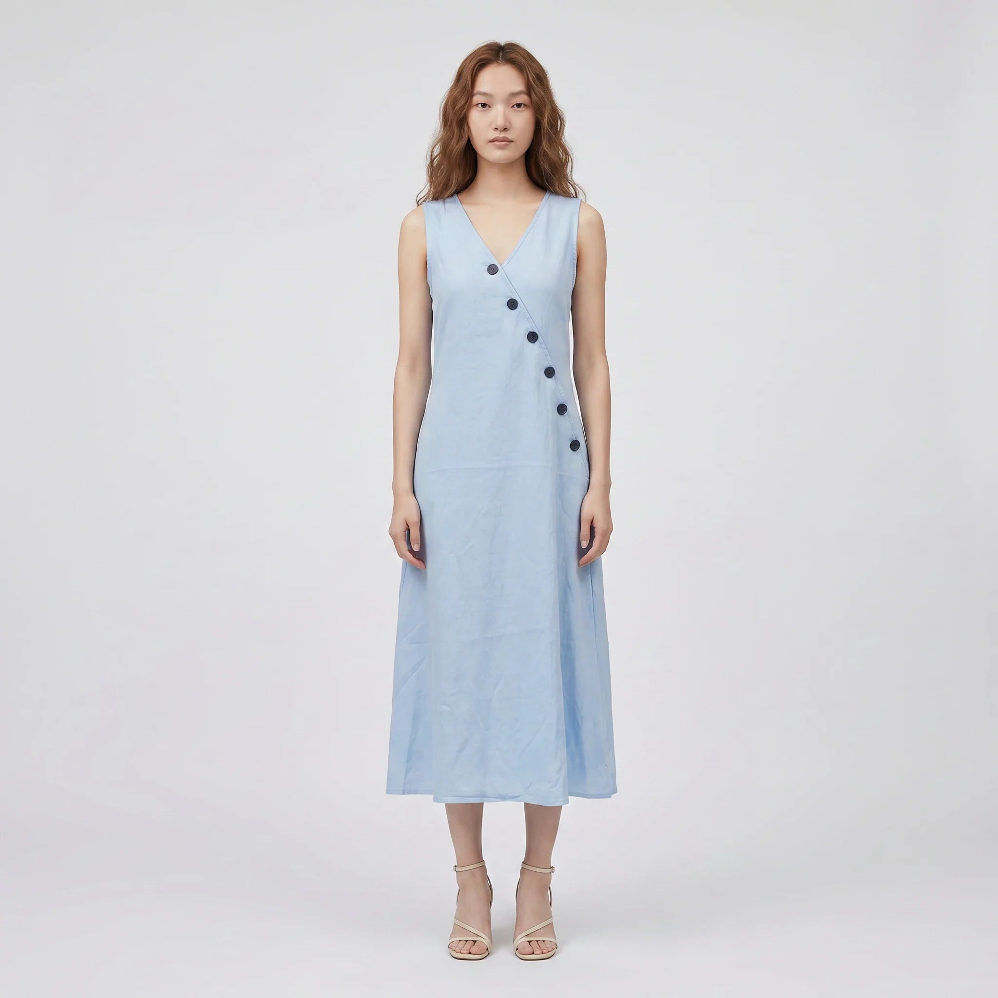 Asymmetric Button Maxi Dress WHD0606019