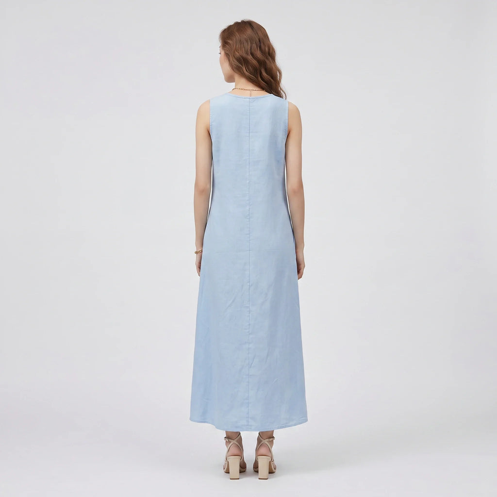 Asymmetric Button Maxi Dress WHD0606019