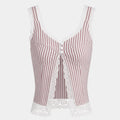 Striped Lace Trim Cami Top WHD0606020