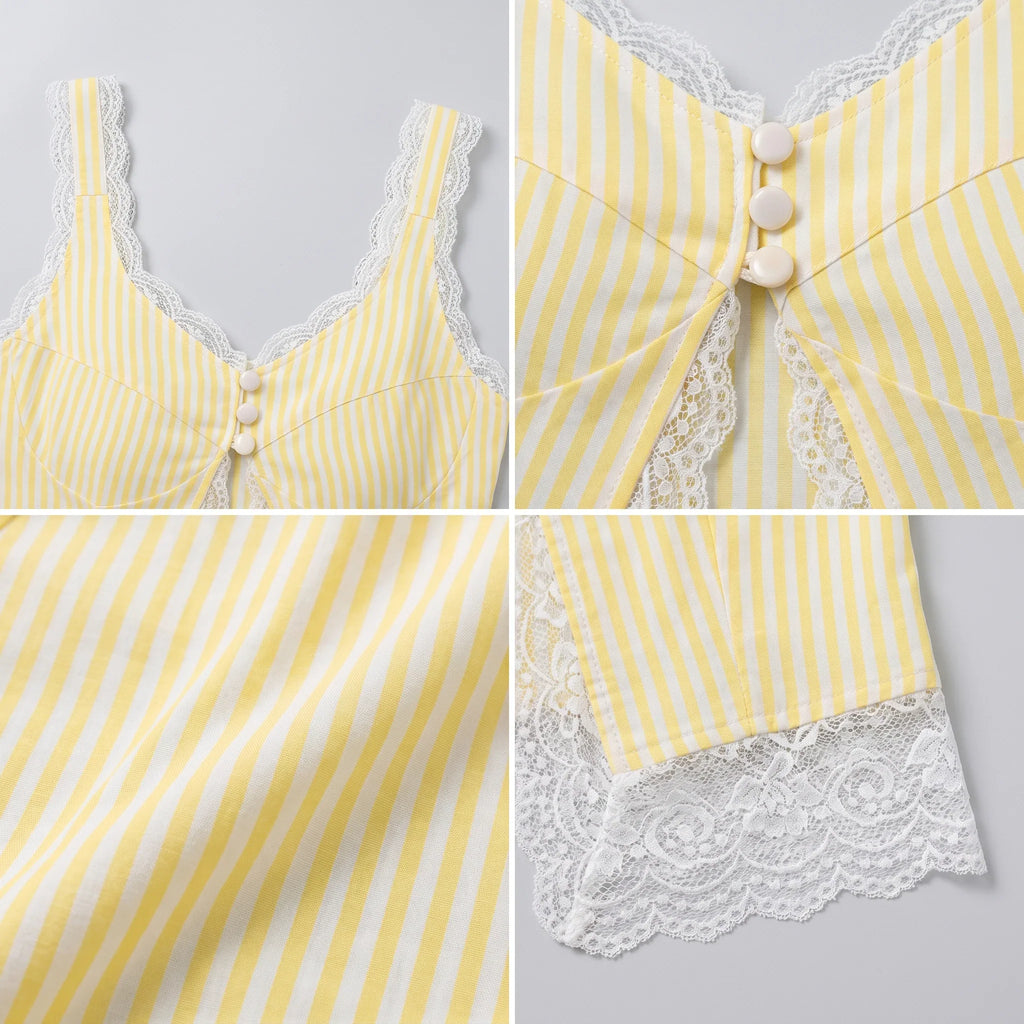 Striped Lace Trim Cami Top WHD0606020