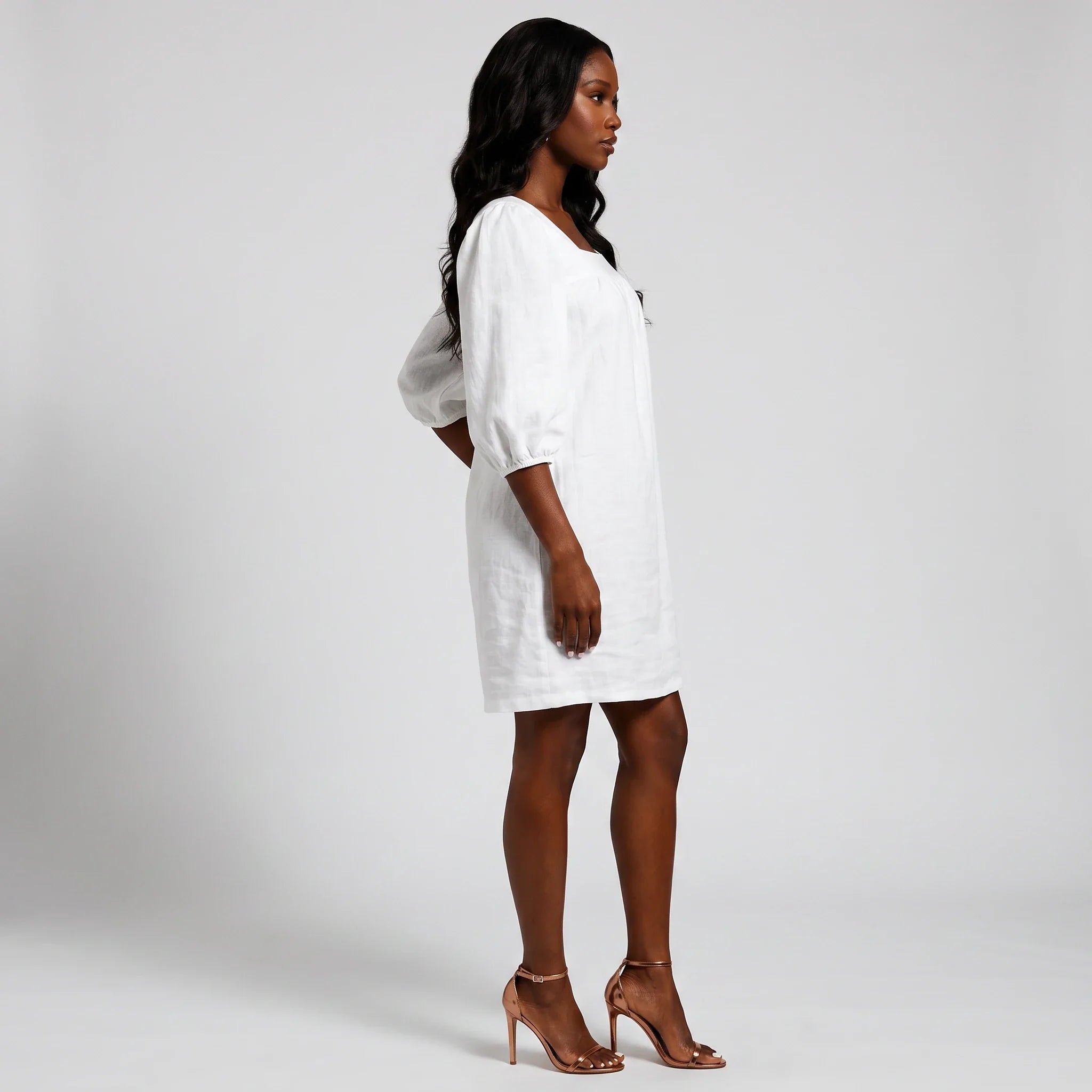 White Puff Sleeve Mini Dress WHD0606025