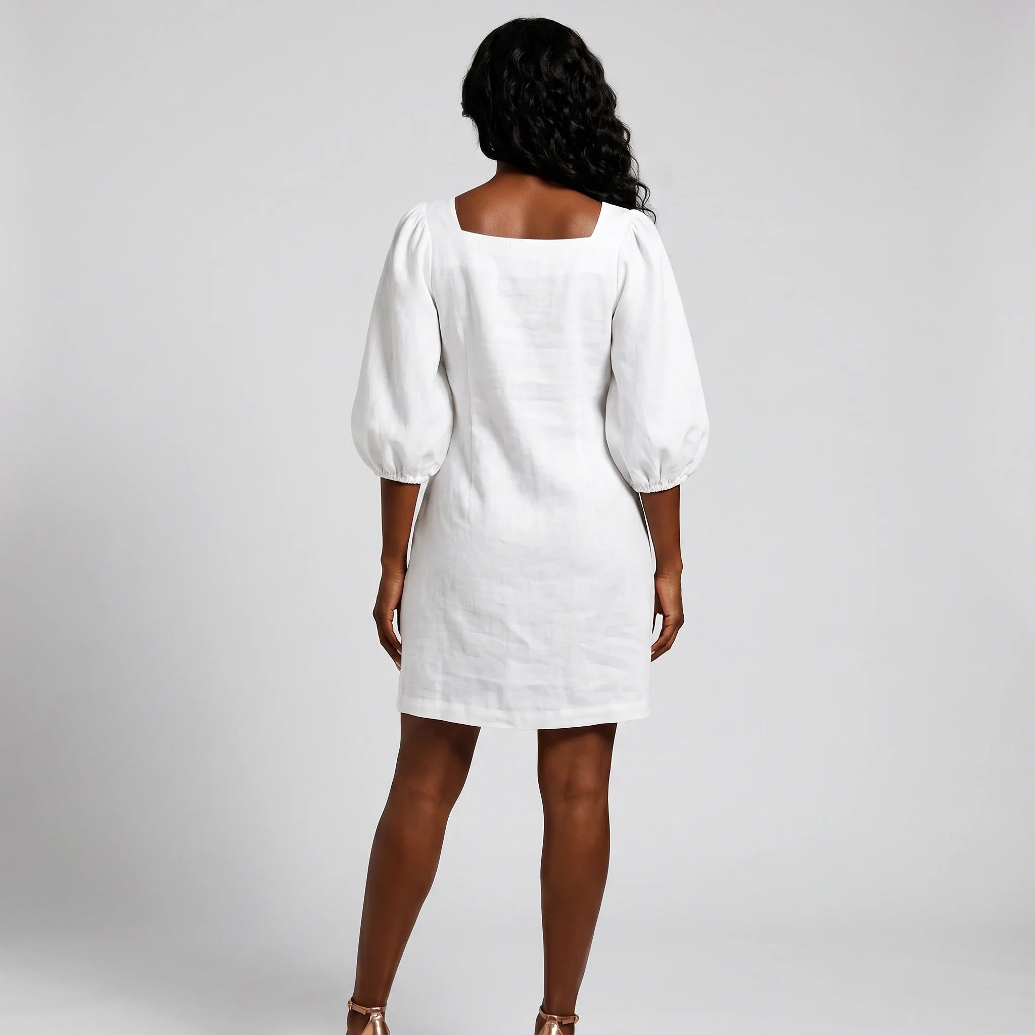 White Puff Sleeve Mini Dress WHD0606025