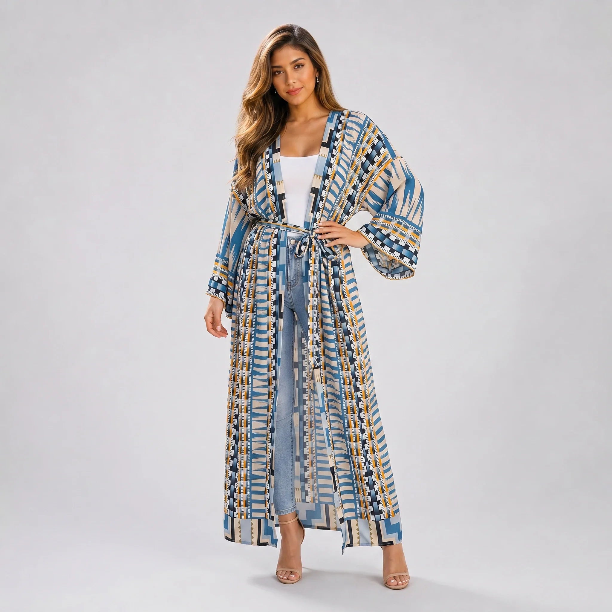 Printed Belted Kimono Cover-Up WHD0606028