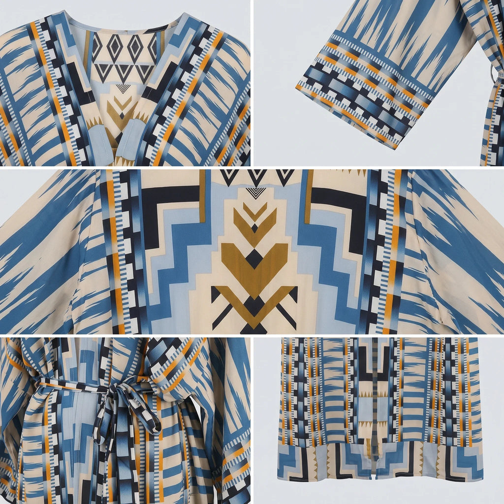 Printed Belted Kimono Cover-Up WHD0606028