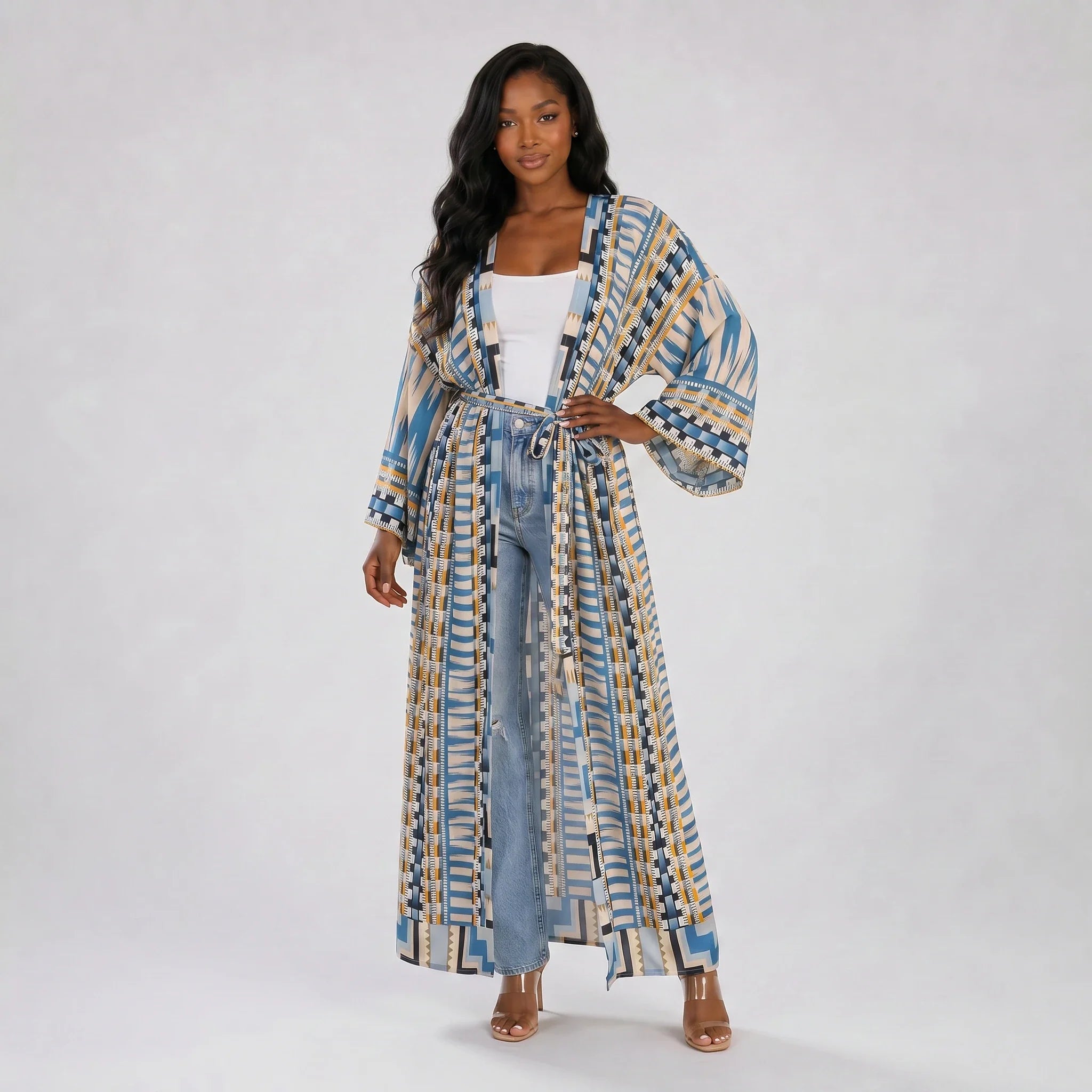 Printed Belted Kimono Cover-Up WHD0606028
