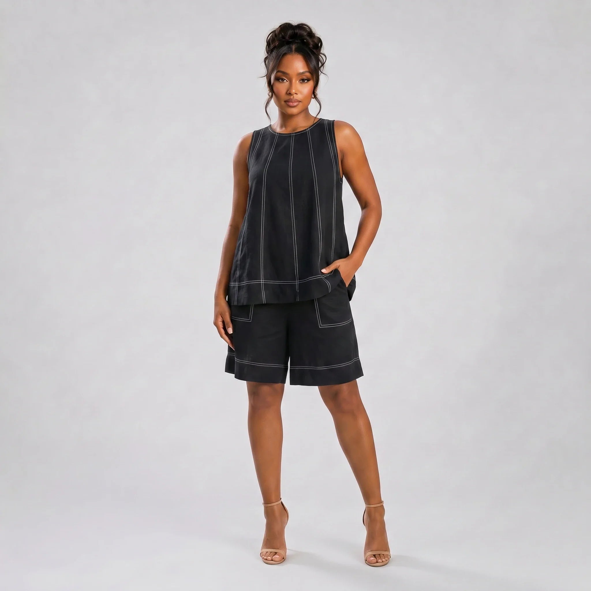 Contrast Stitch Short Set WHD0606029