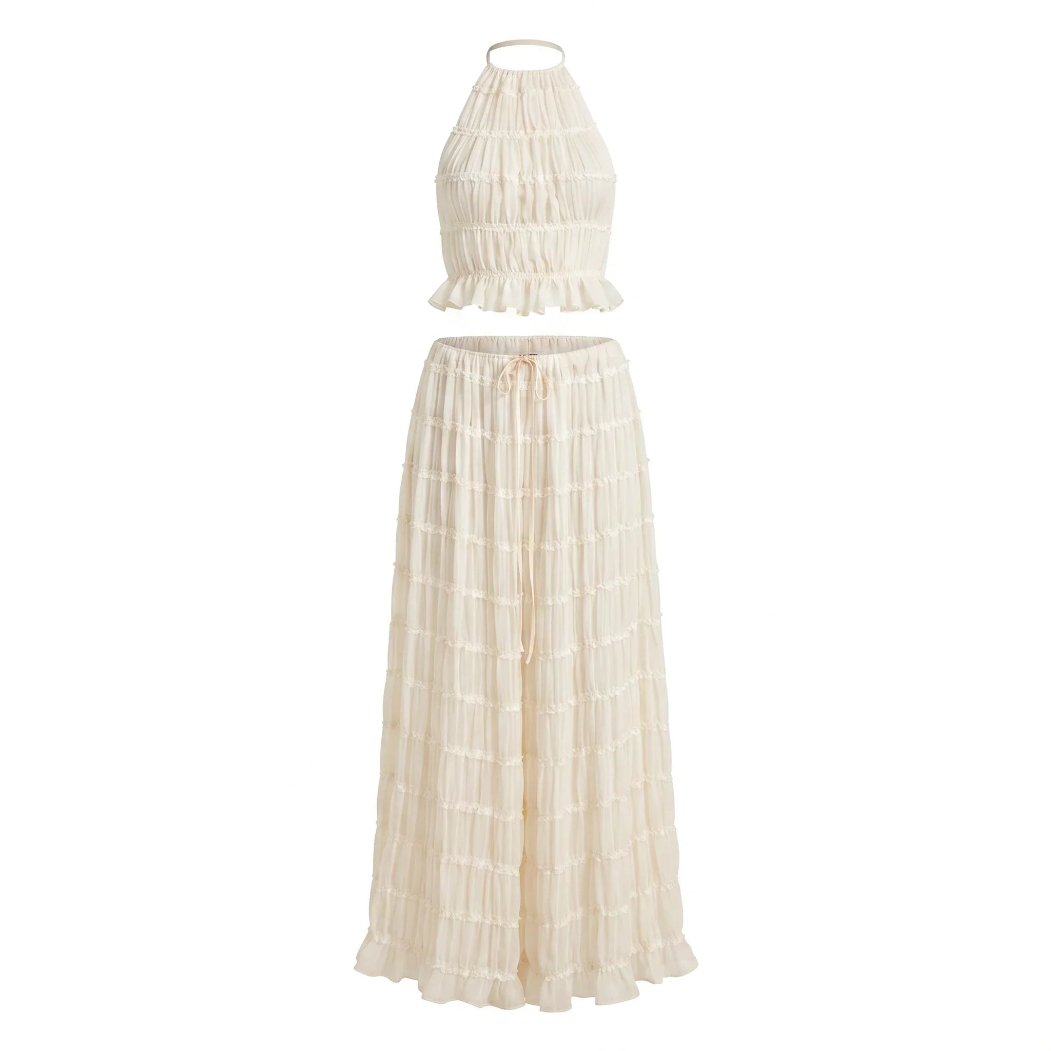 Ruffle Halter Wide Leg Set WHD0606030
