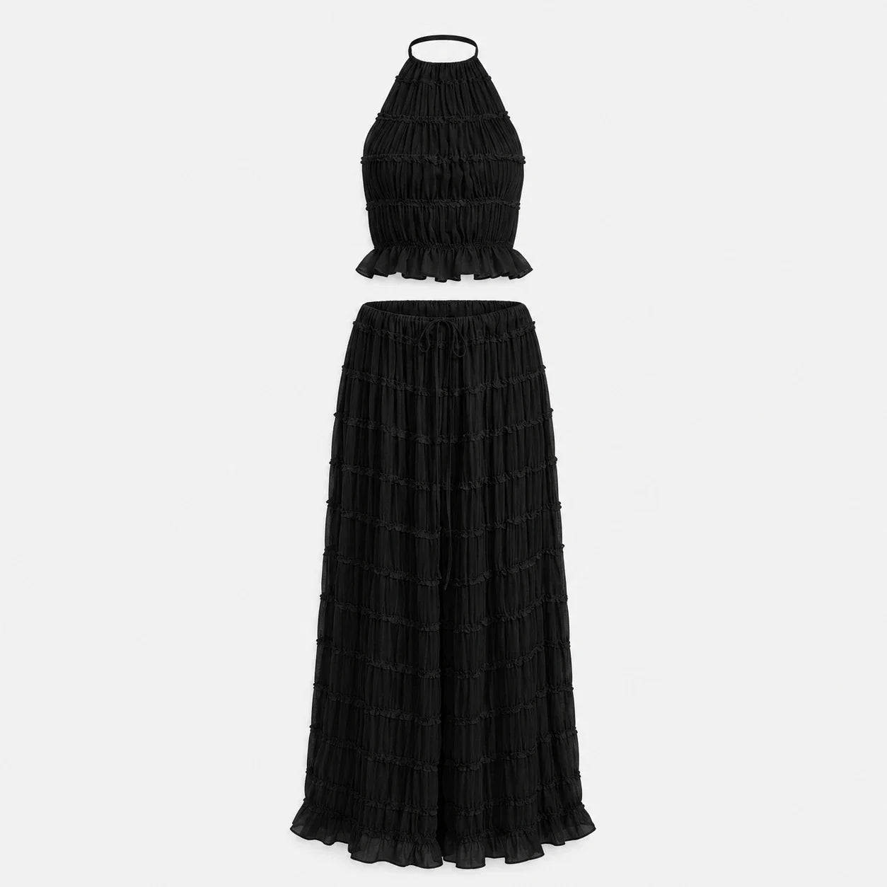 Ruffle Halter Wide Leg Set WHD0606030