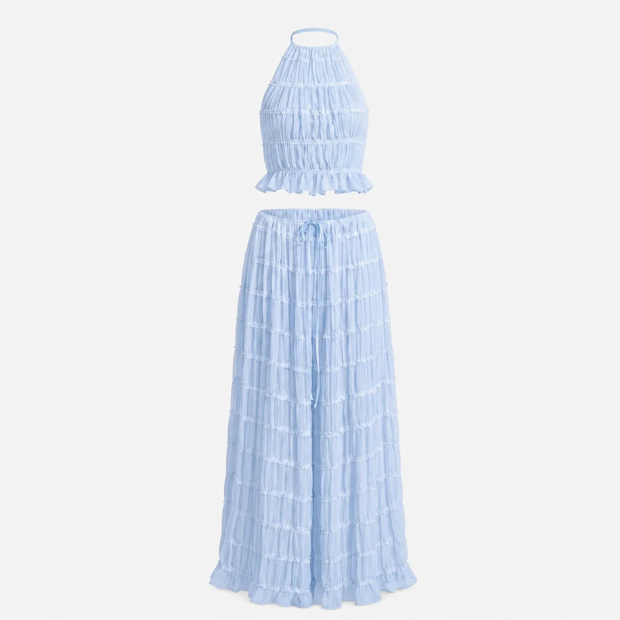Ruffle Halter Wide Leg Set WHD0606030