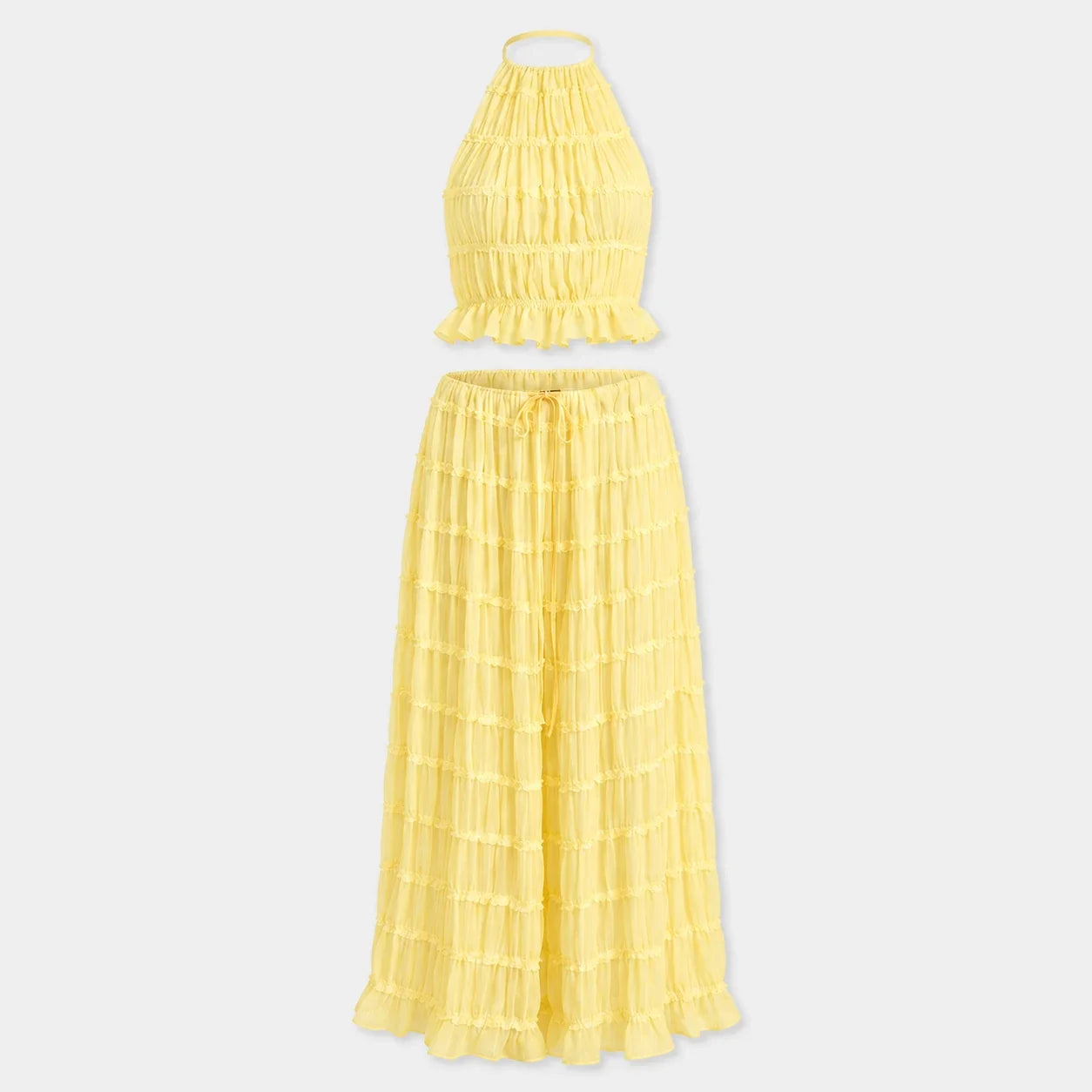 Ruffle Halter Wide Leg Set WHD0606030