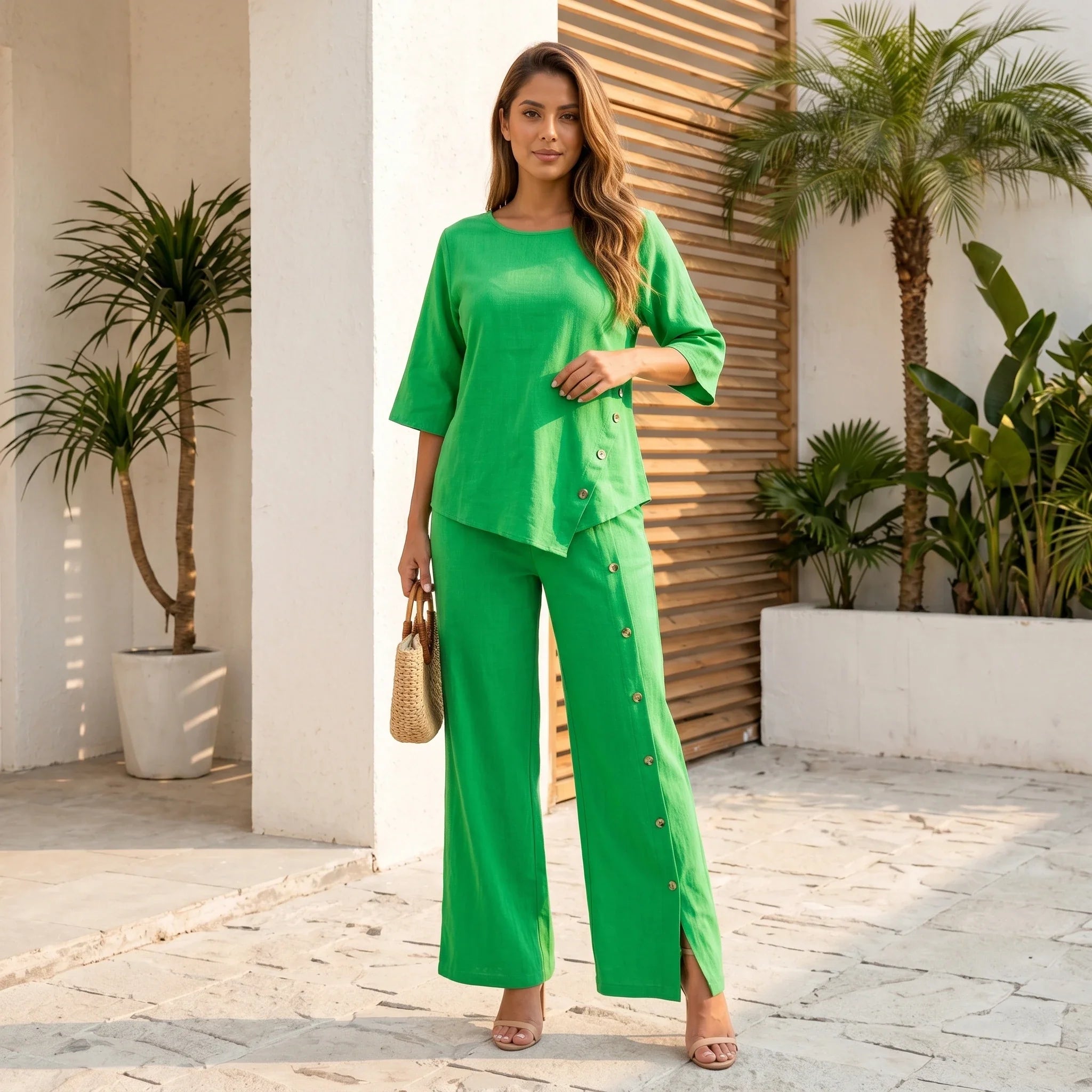 Side Button Wide Leg Set WHD0606031