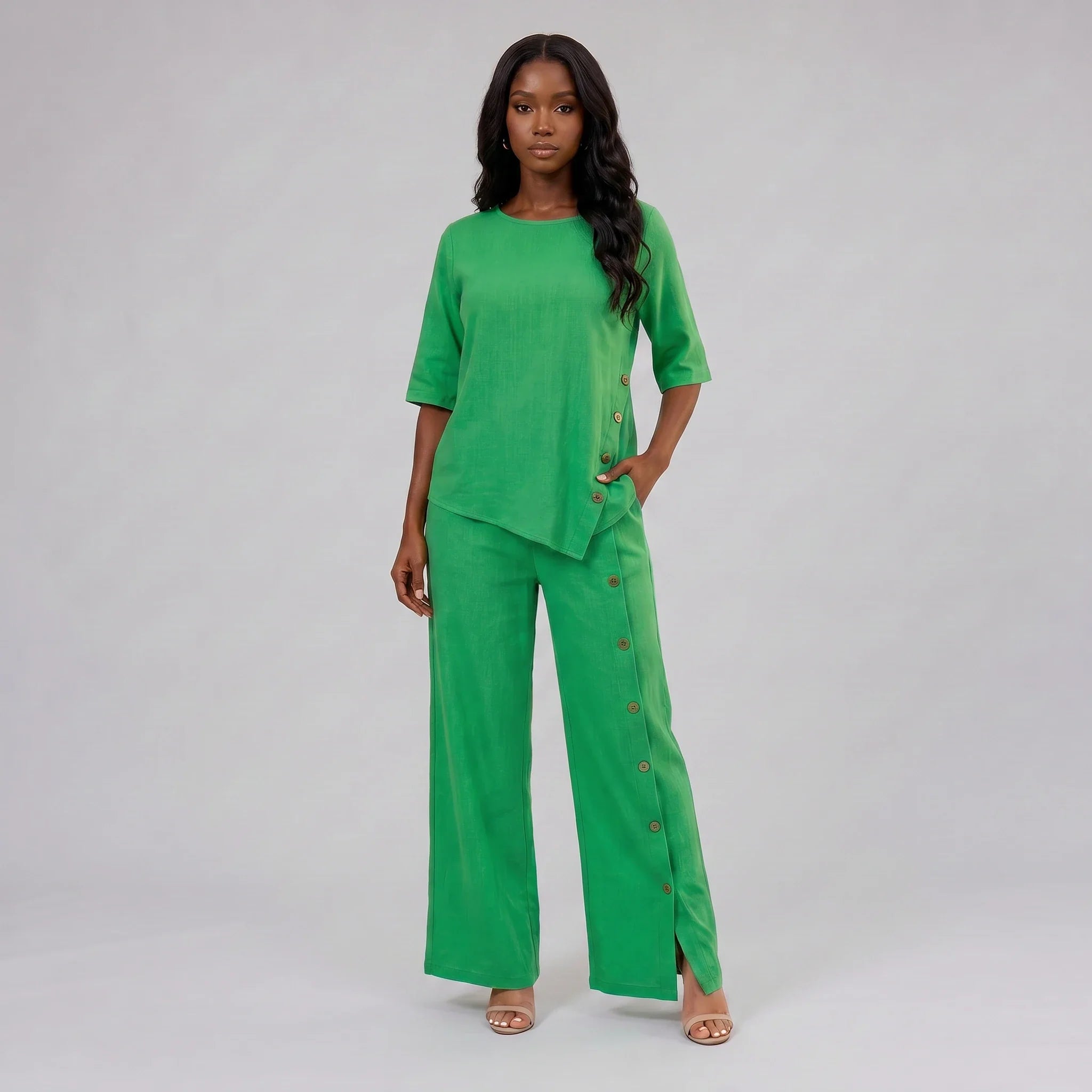 Side Button Wide Leg Set WHD0606031