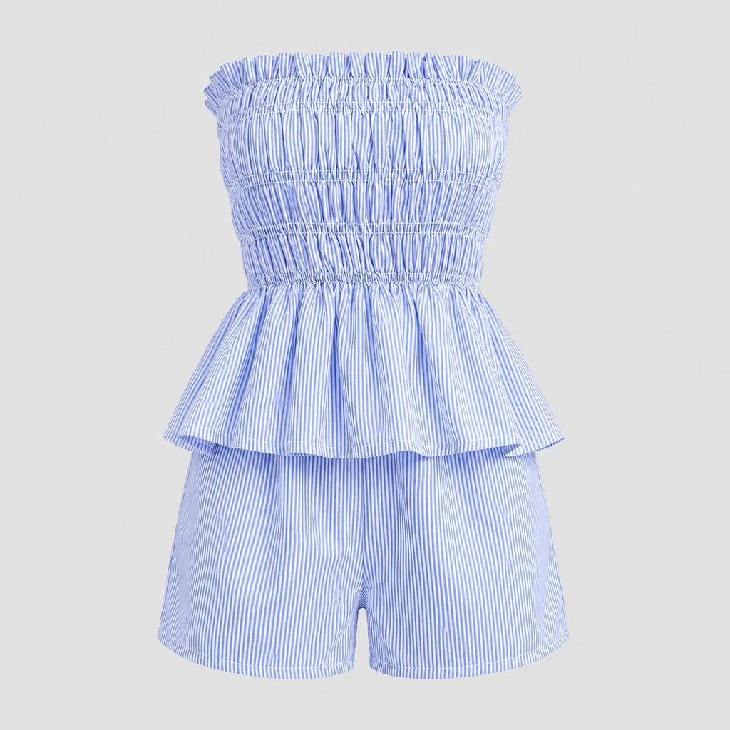 Striped Smocked Short Set WHD0606032