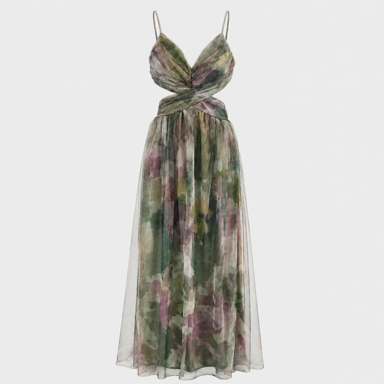 Watercolor Cutout Maxi Dress WHD0606036