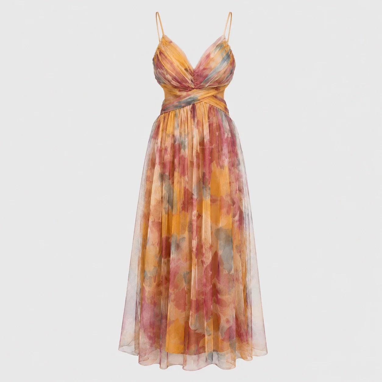 Watercolor Cutout Maxi Dress WHD0606036