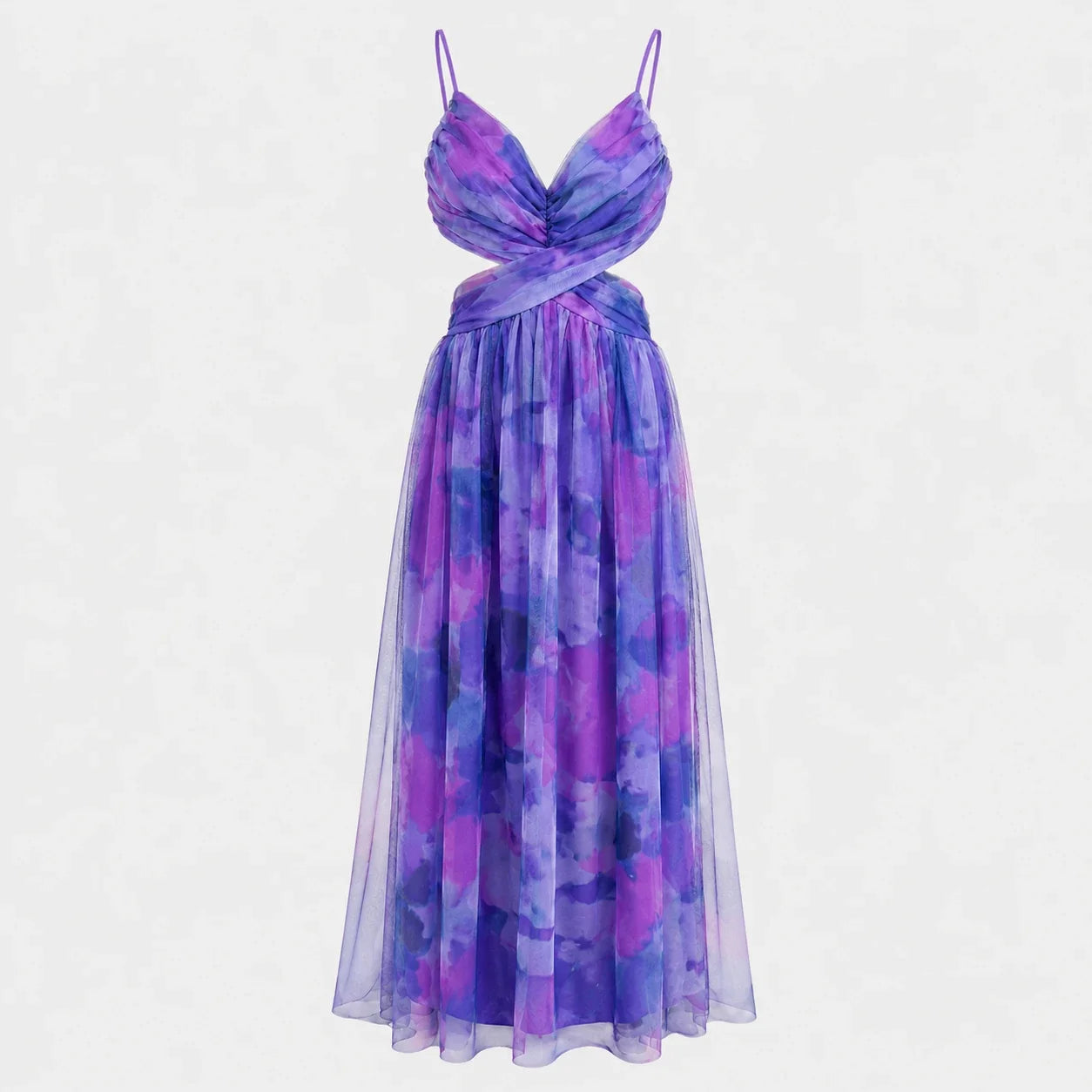 Watercolor Cutout Maxi Dress WHD0606036