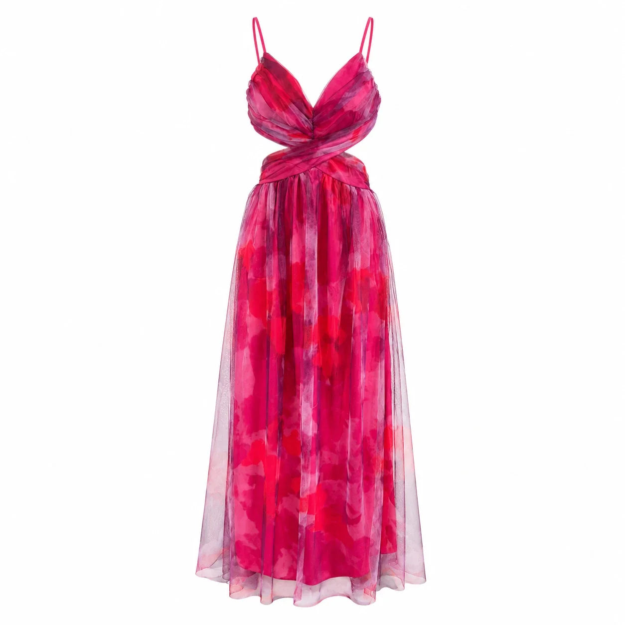 Watercolor Cutout Maxi Dress WHD0606036