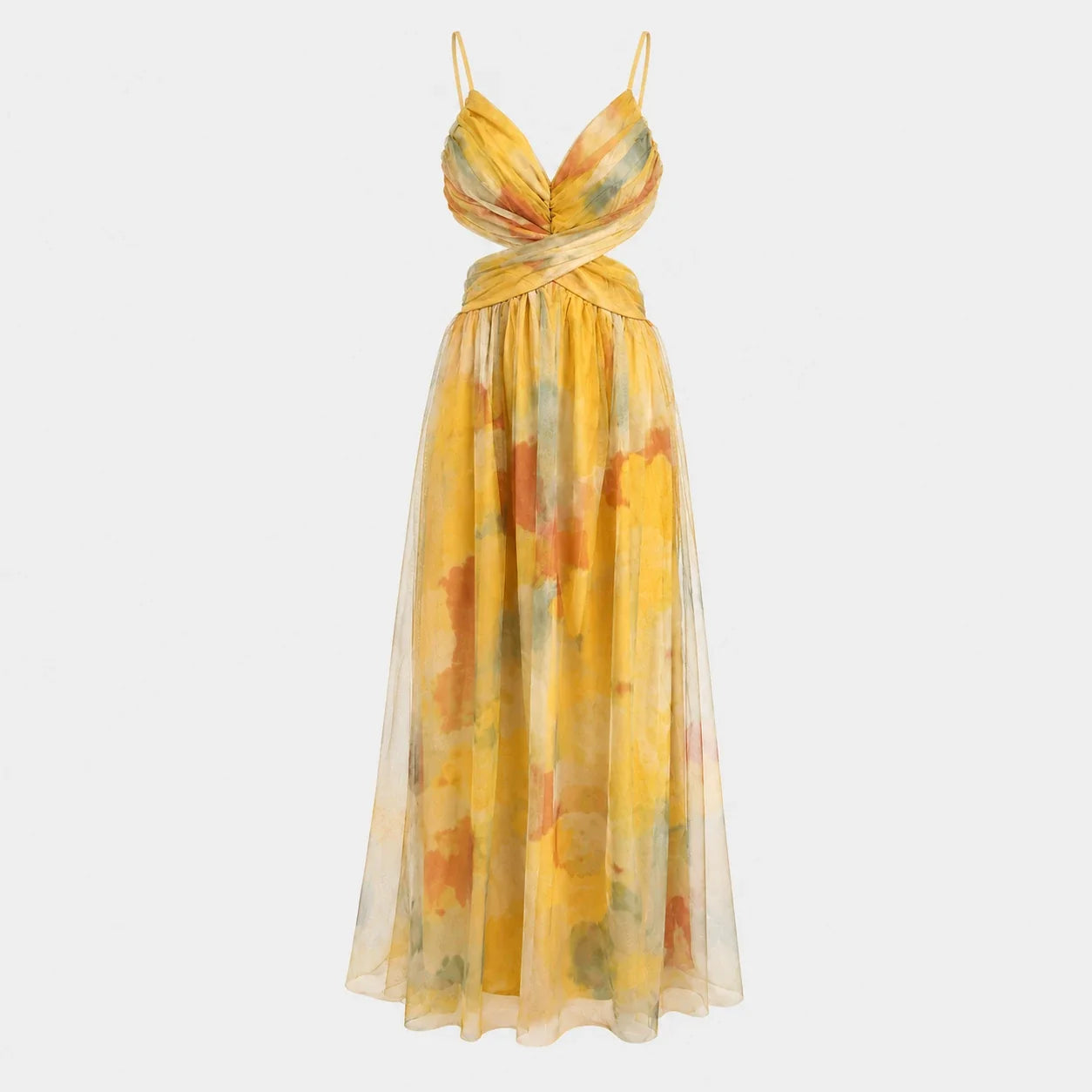 Watercolor Cutout Maxi Dress WHD0606036