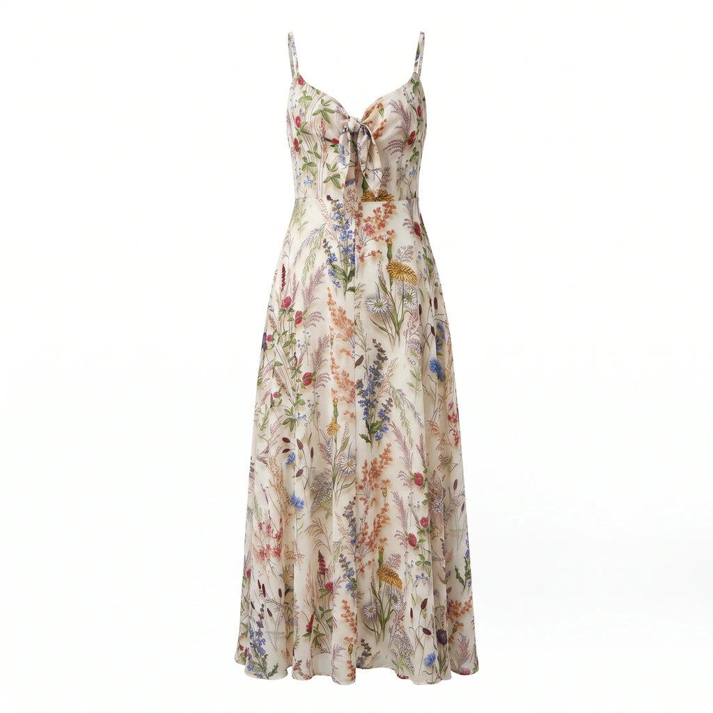Floral Tie Front Maxi Dress WHD0606037