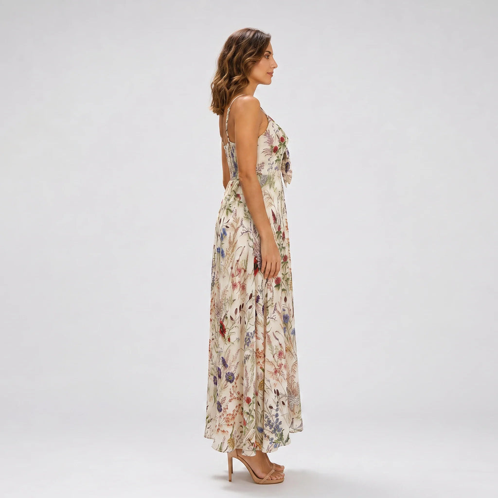 Floral Tie Front Maxi Dress WHD0606037