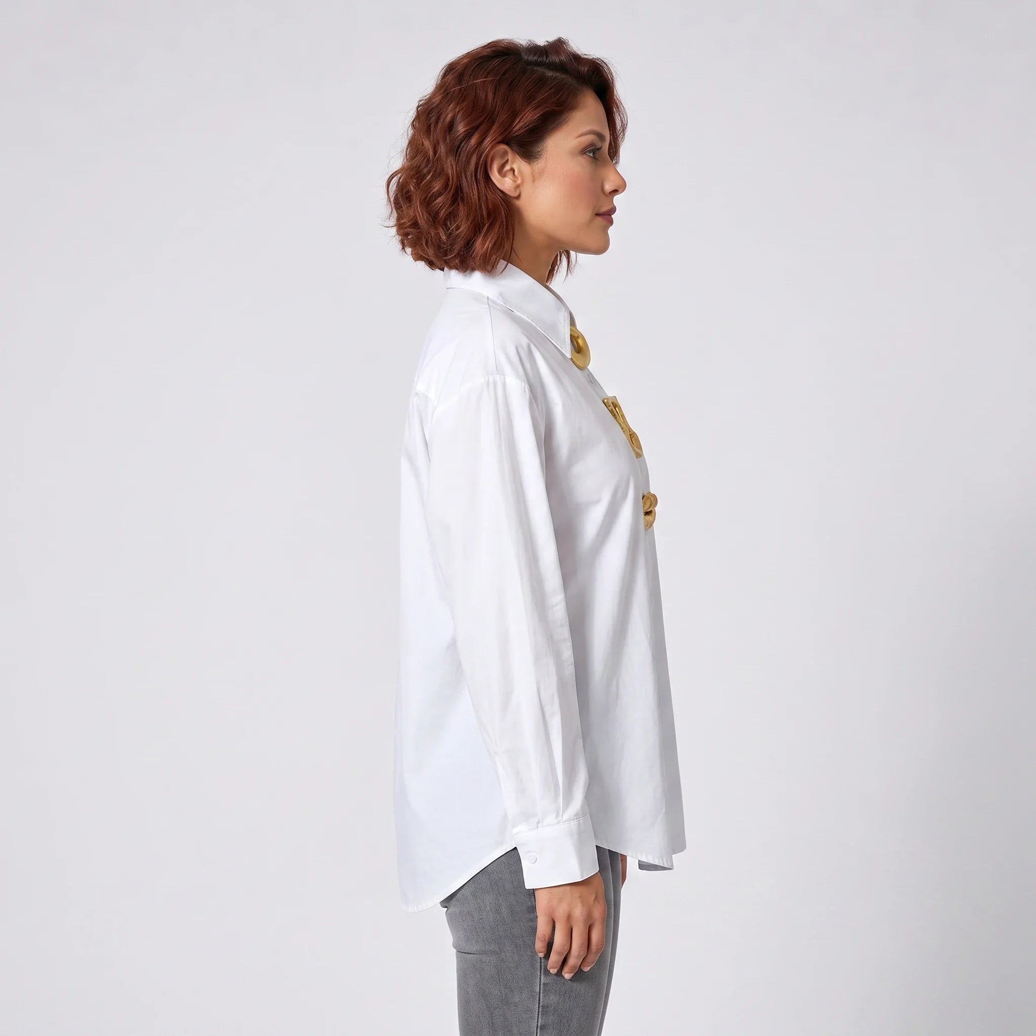 Gold Detail White Shirt WHD0606039