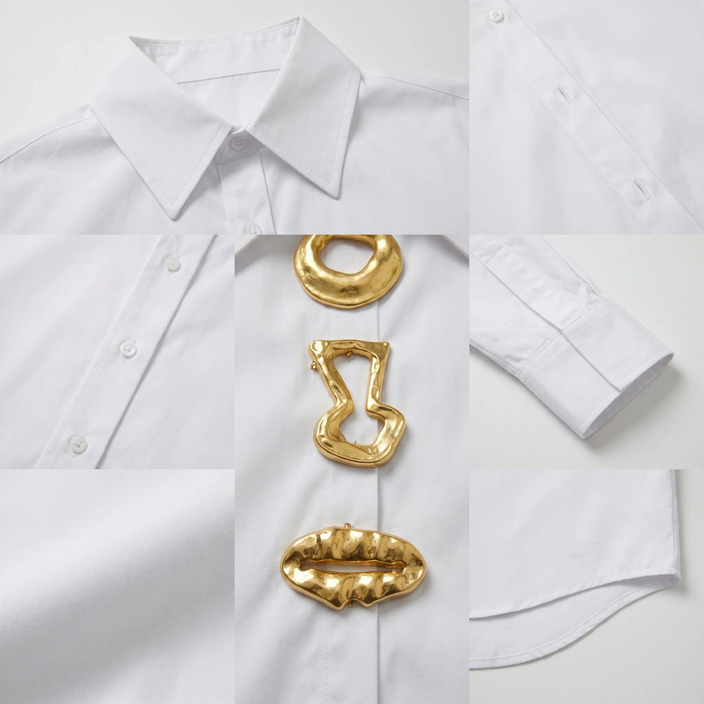 Gold Detail White Shirt WHD0606039