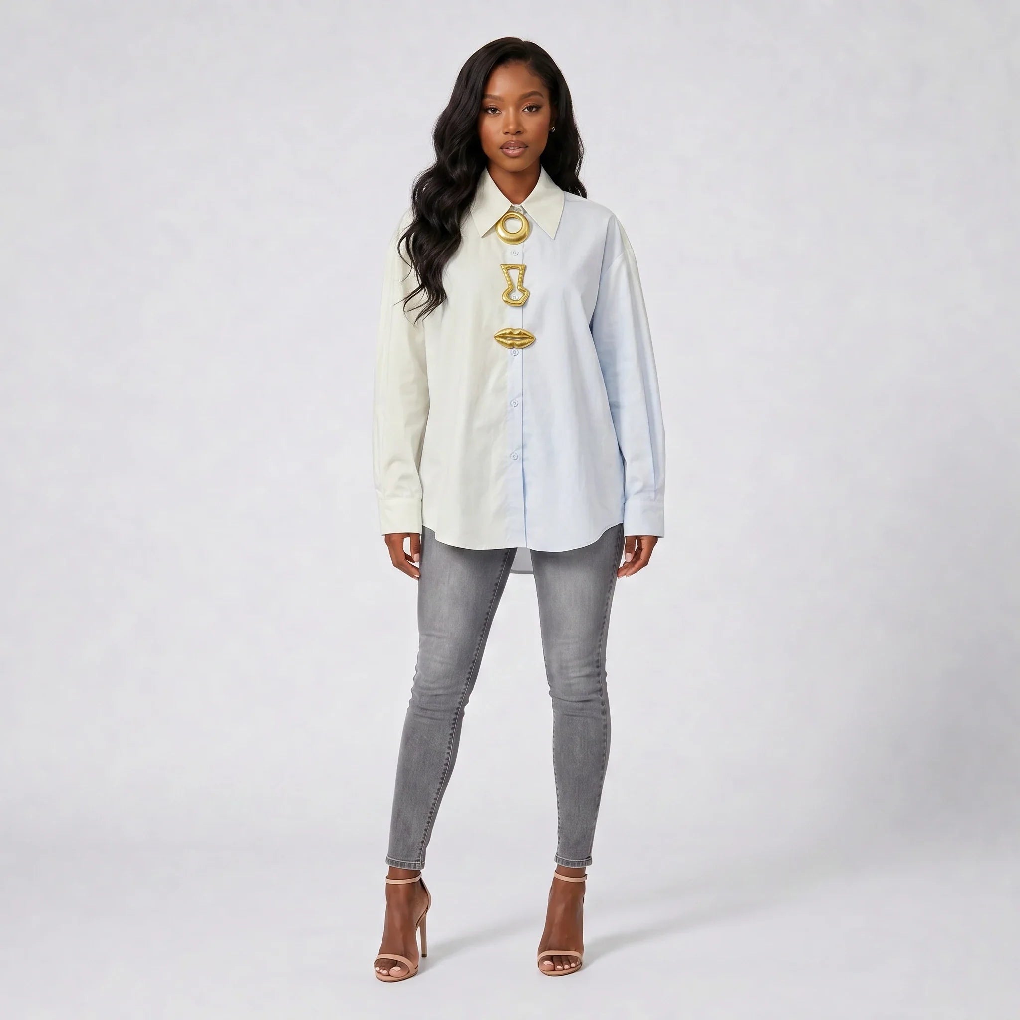 Gold Detail White Shirt WHD0606039