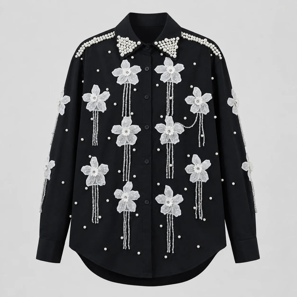 Pearl Floral Appliqué Shirt WHD0606040