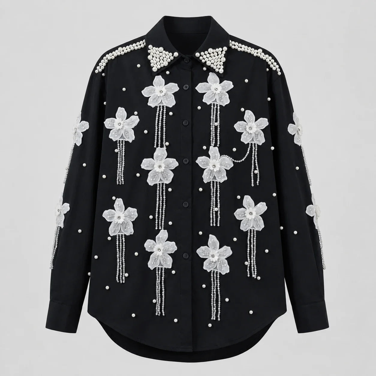 Pearl Floral Appliqué Shirt WHD0606040