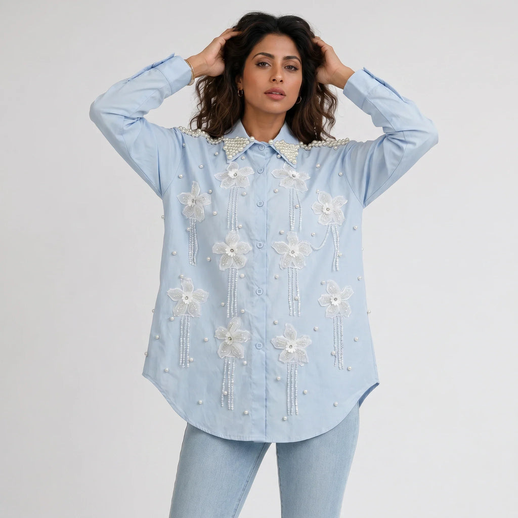 Pearl Floral Appliqué Shirt WHD0606040