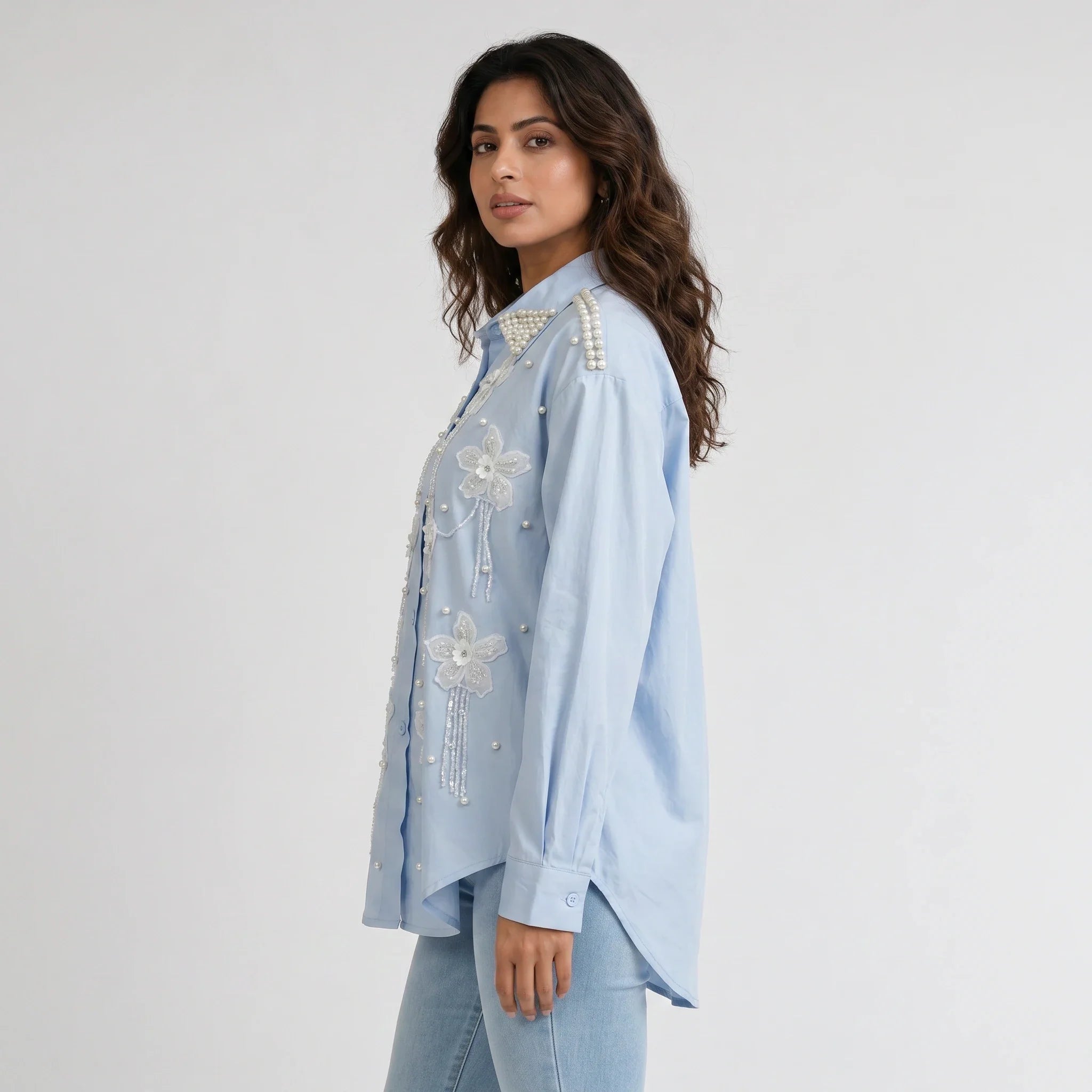 Pearl Floral Appliqué Shirt WHD0606040