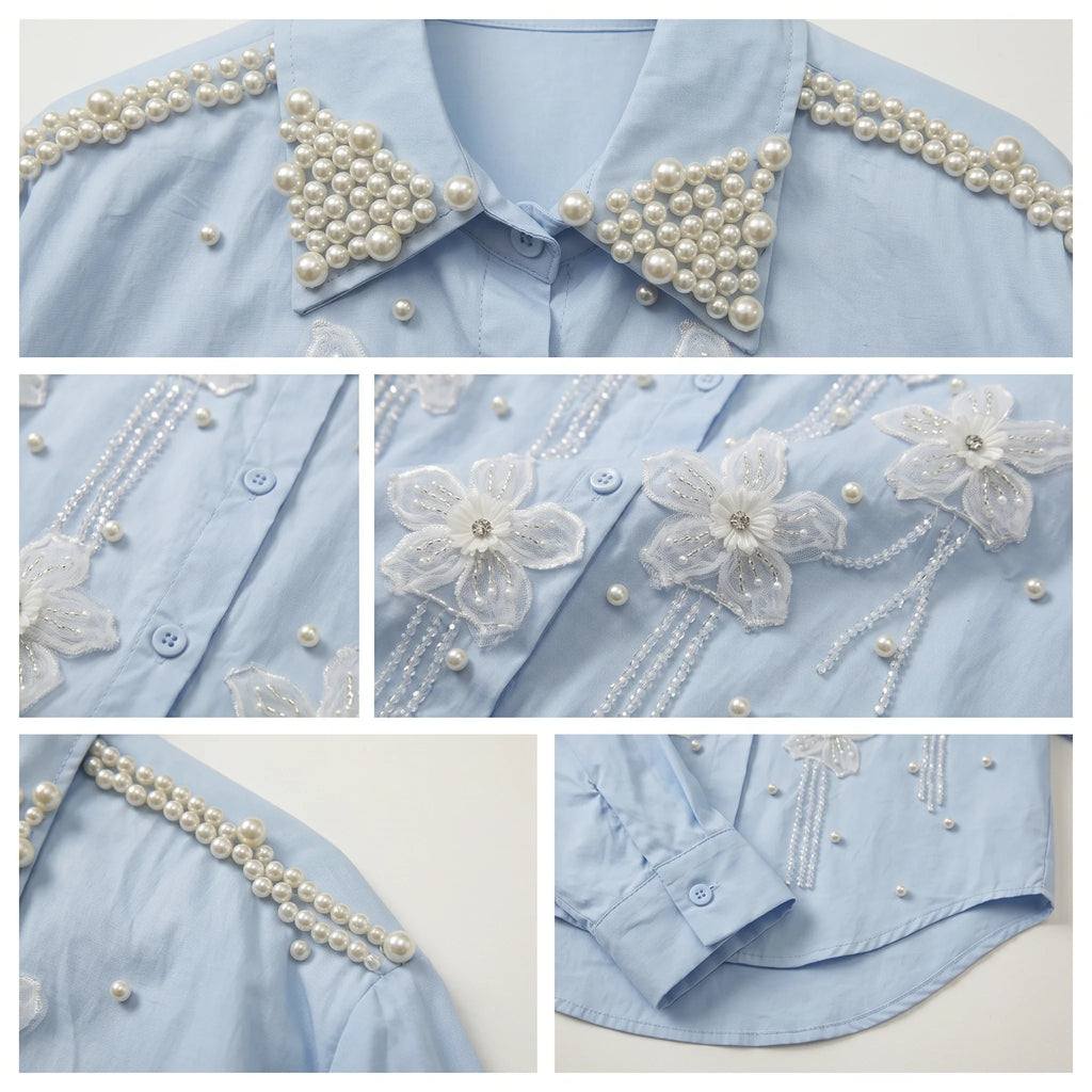 Pearl Floral Appliqué Shirt WHD0606040