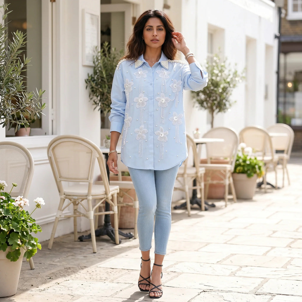 Pearl Floral Appliqué Shirt WHD0606040