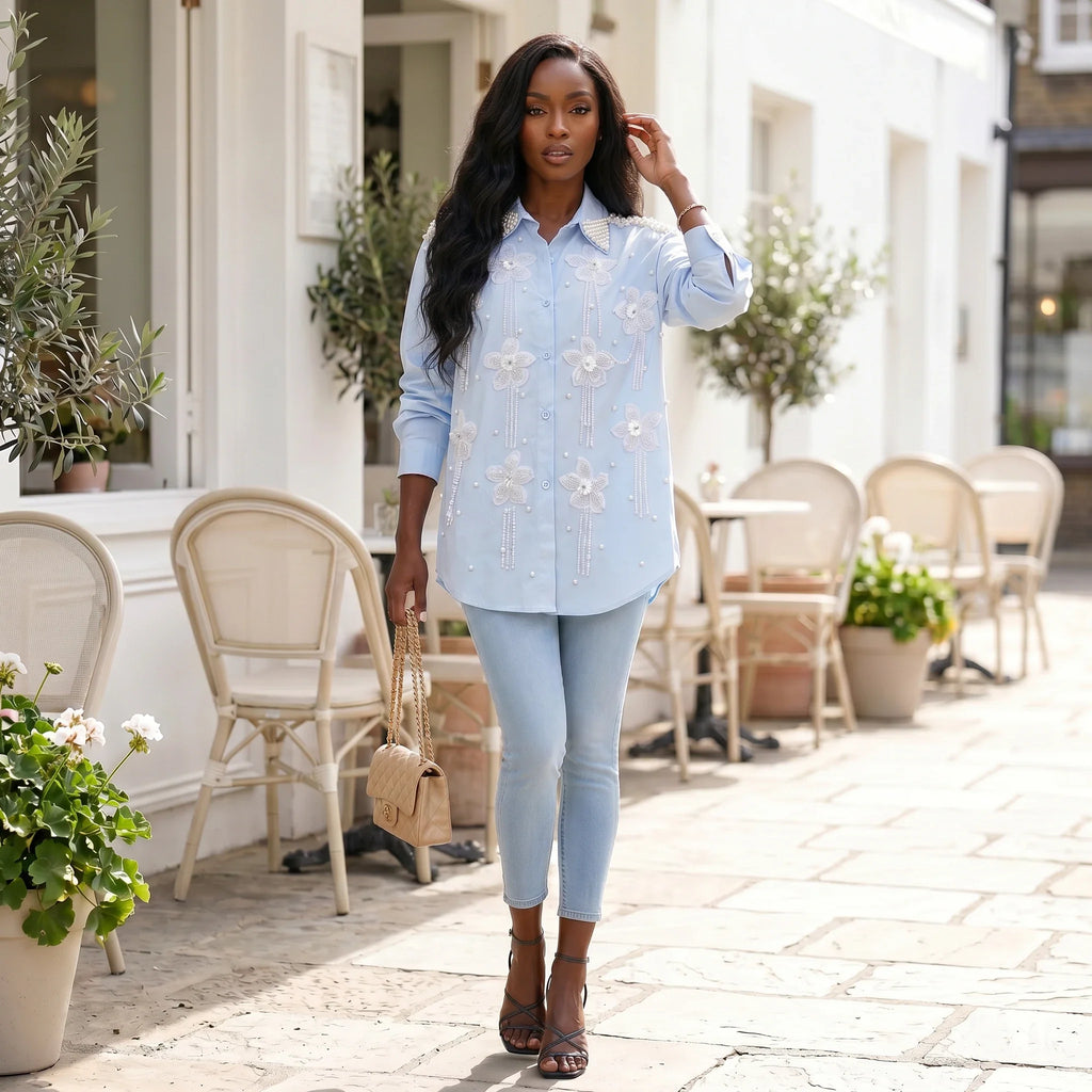 Pearl Floral Appliqué Shirt WHD0606040
