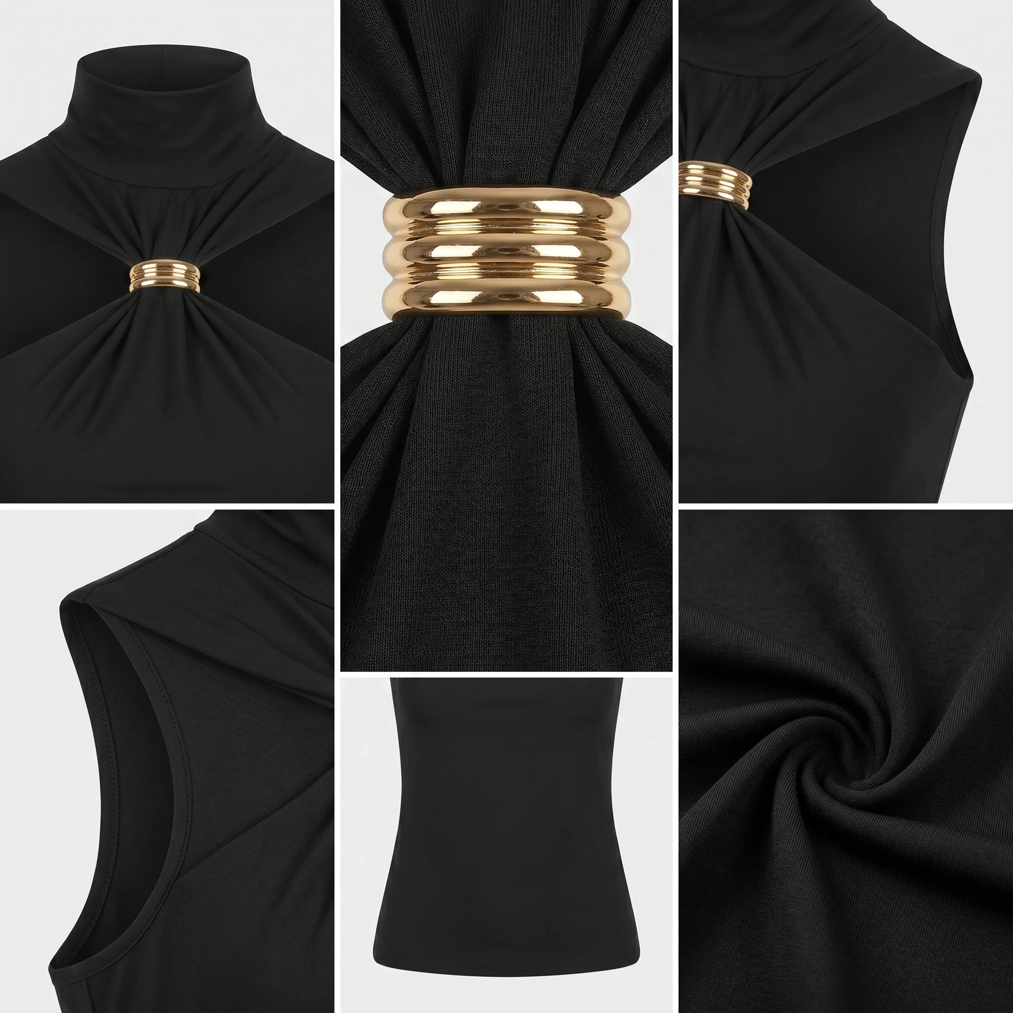 Gold Ring Cutout Top WHD0606042