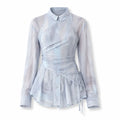 Sheer Layered Wrap Shirt WHD0606043