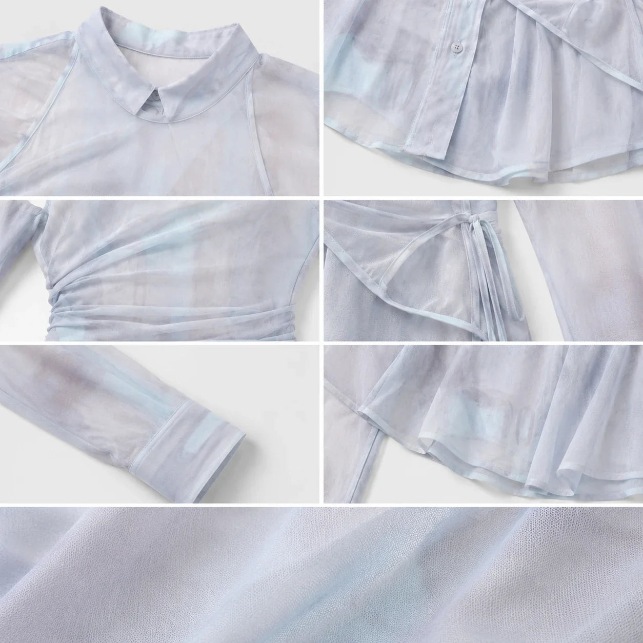 Sheer Layered Wrap Shirt WHD0606043