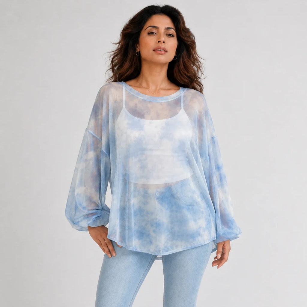 Gray Tie-Dye Long Sleeve Tee WHD0606044