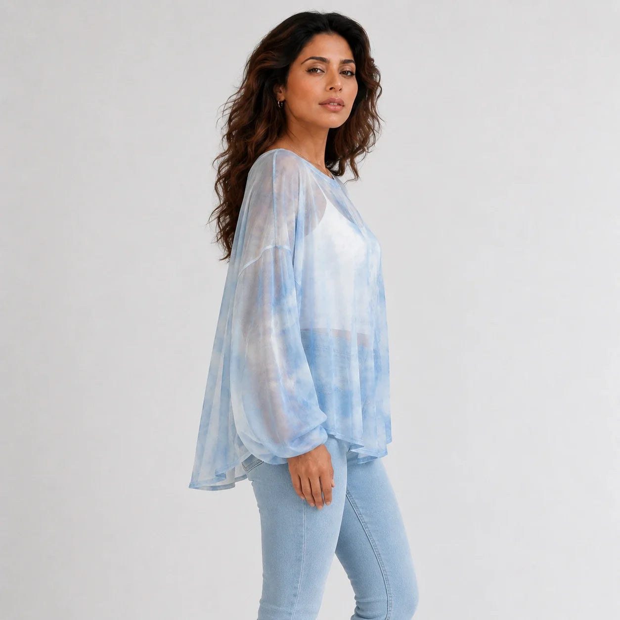 Gray Tie-Dye Long Sleeve Tee WHD0606044
