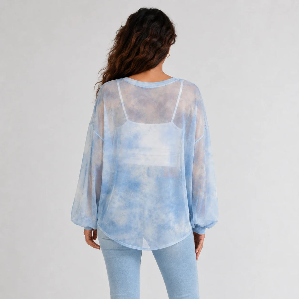 Gray Tie-Dye Long Sleeve Tee WHD0606044