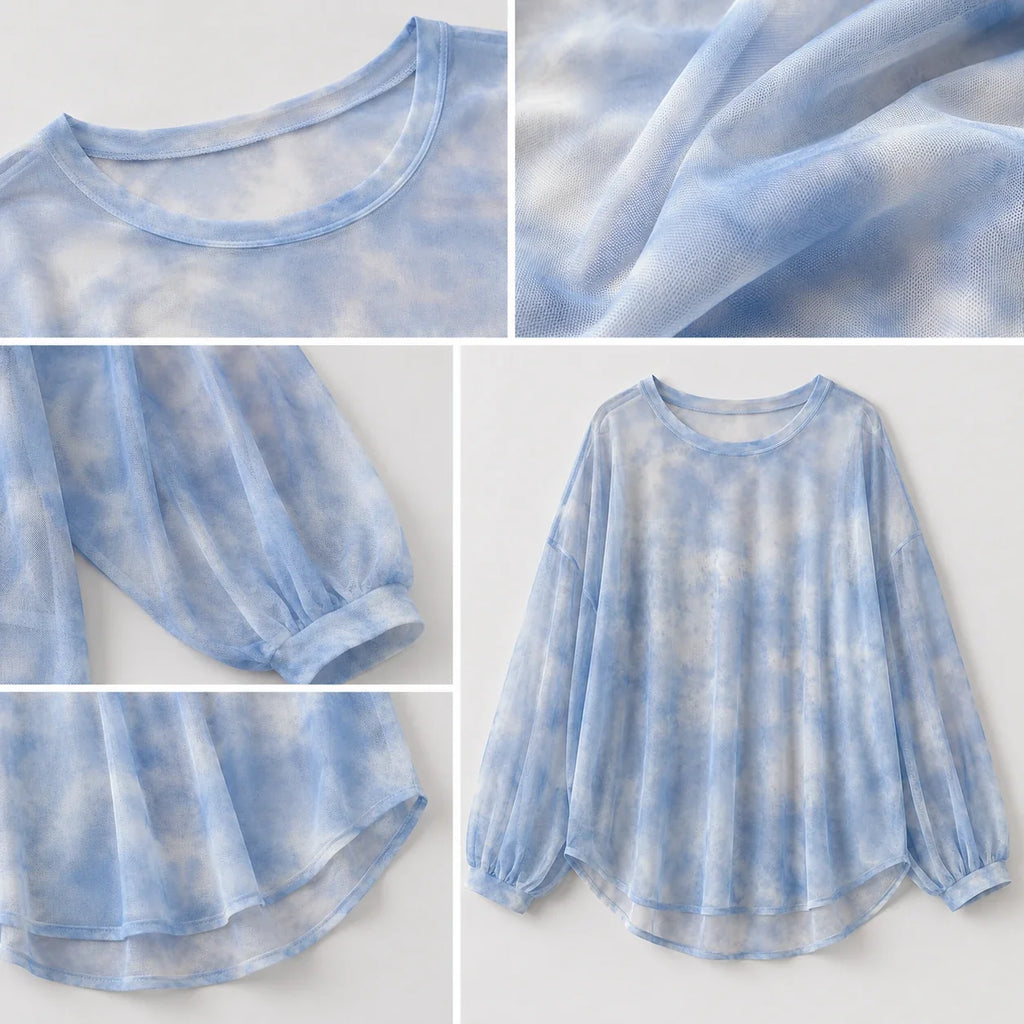 Gray Tie-Dye Long Sleeve Tee WHD0606044