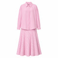 Pink Stripe Shirt Skirt Set WHD0606045